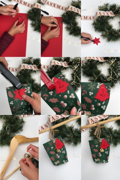 Atelier DIY Noël : Assemblage des enveloppes cadeaux pour le calendrier de l'avent pour chat