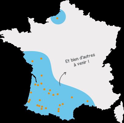 Carte de France : localisation des magasins Zoomalia